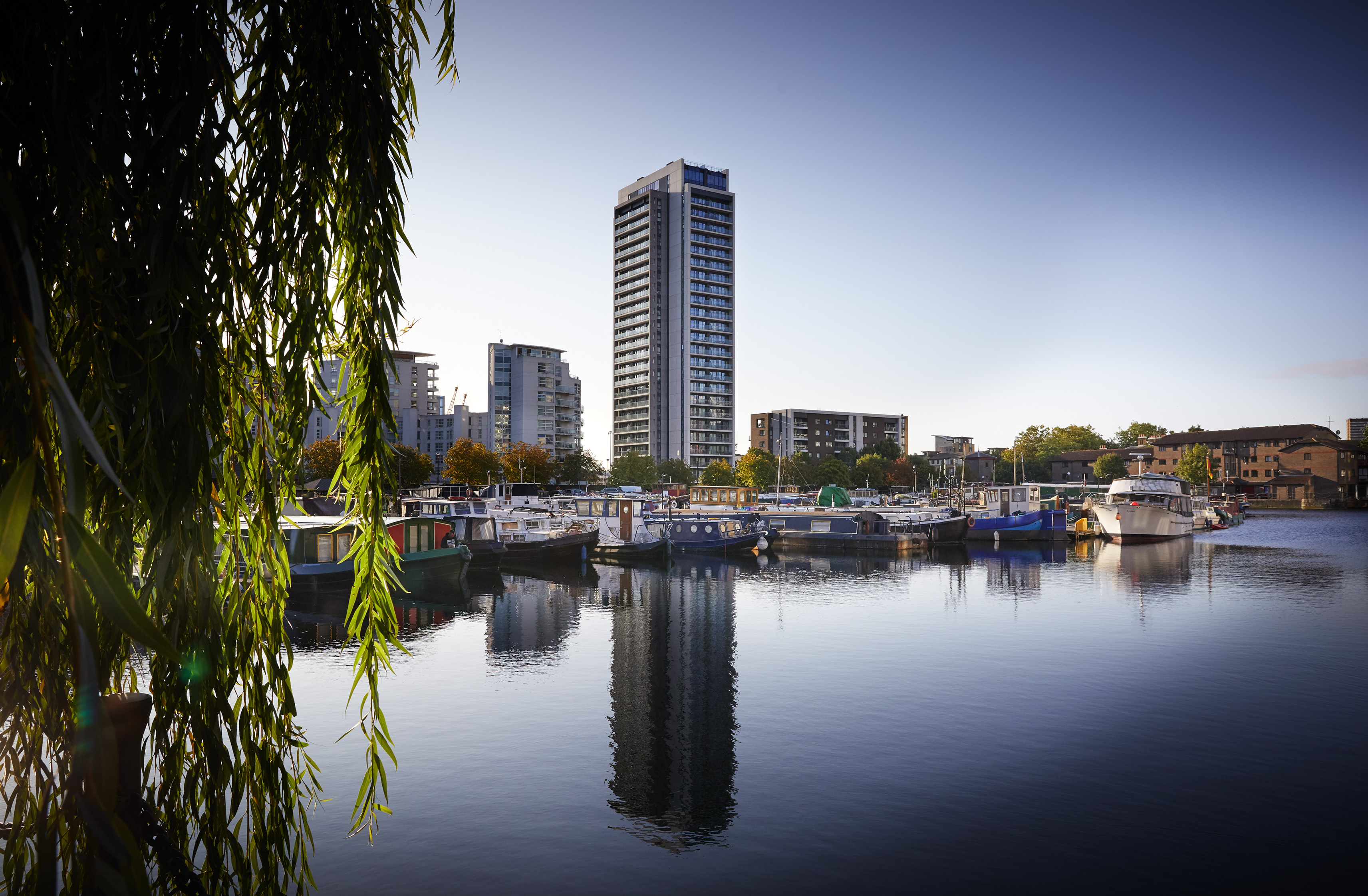 View across the water of Polar Dock Marina