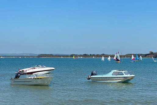 Boats at sea on the Chichester Harbour.