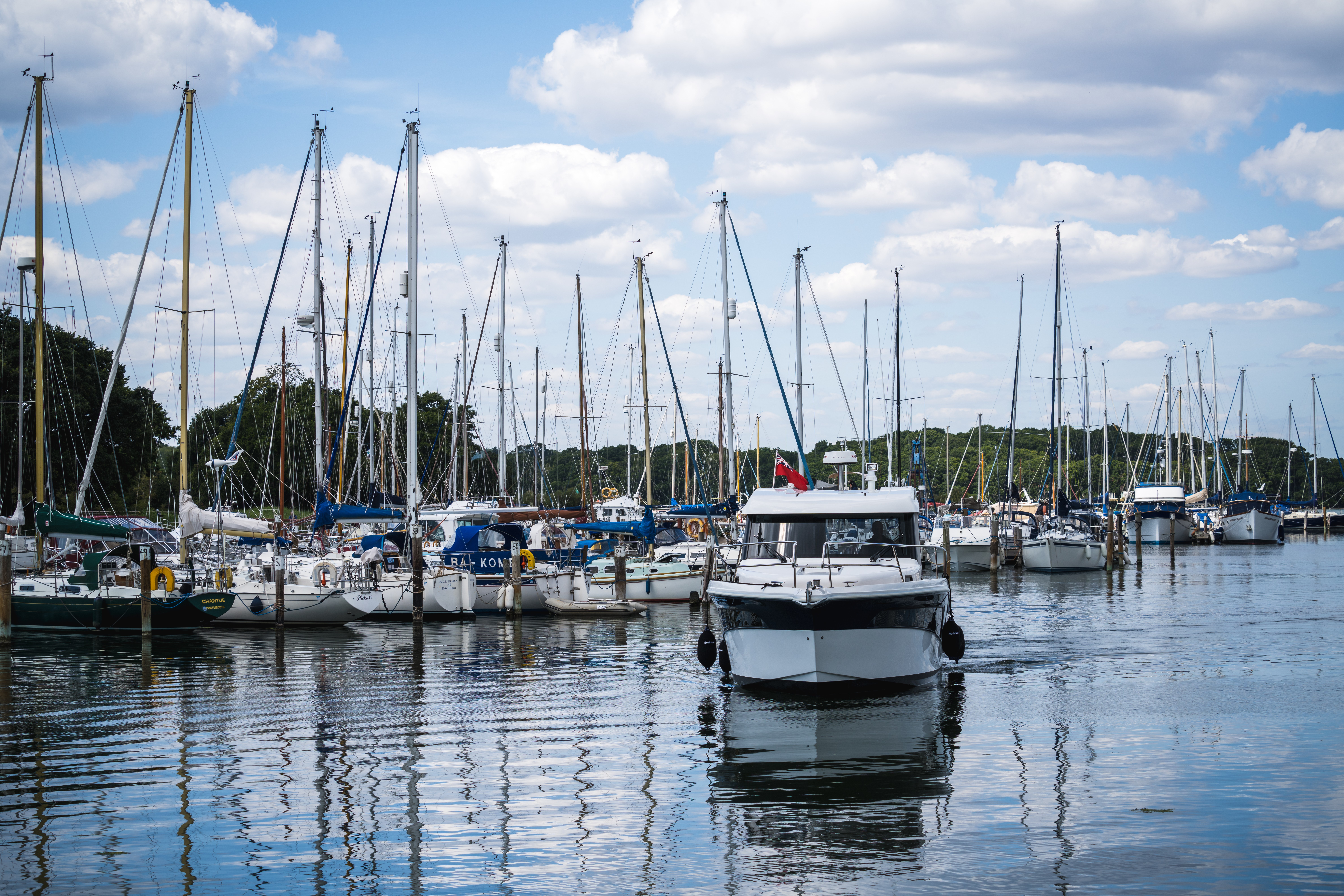 A row of yachts.