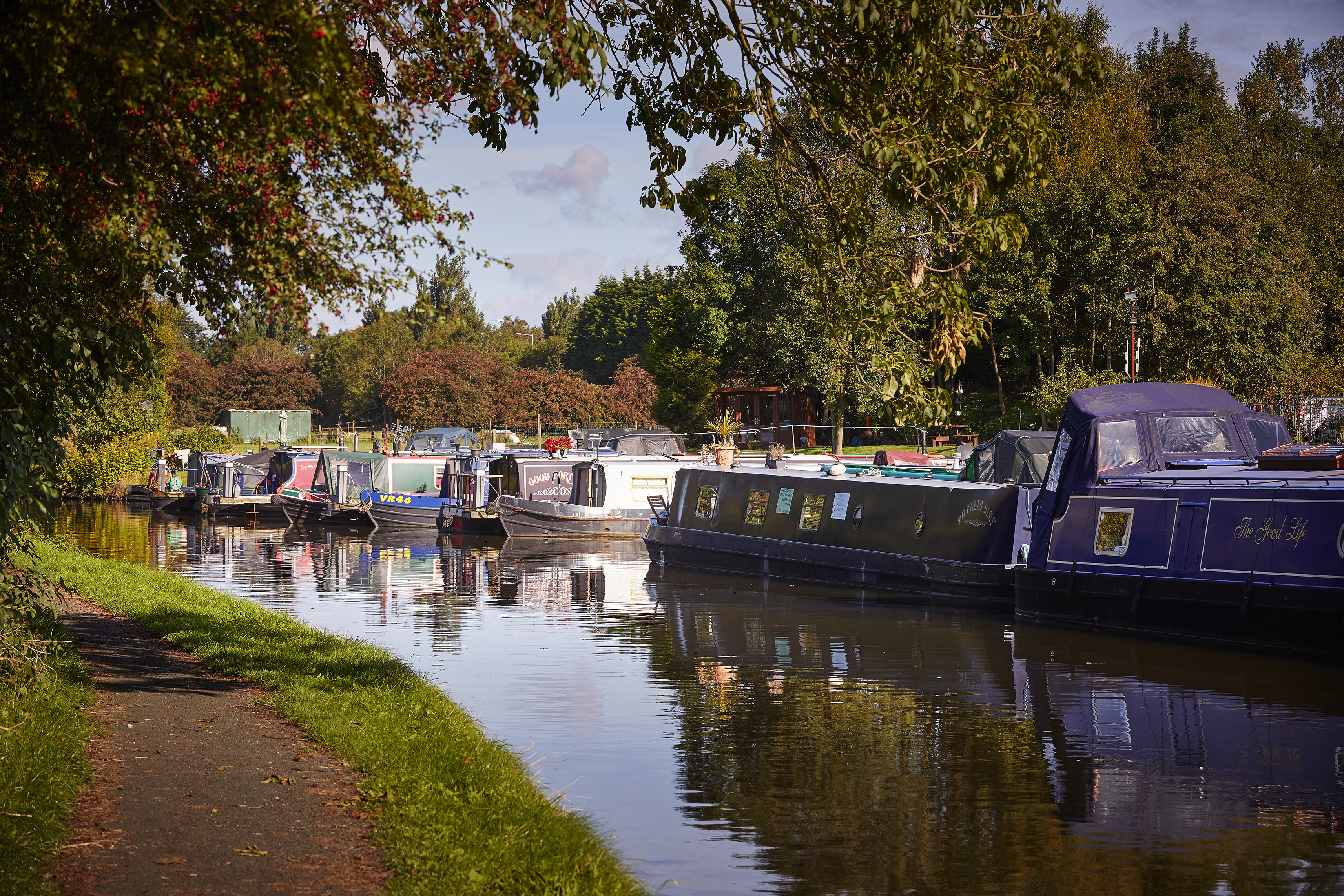 Canal view of boats and marina 